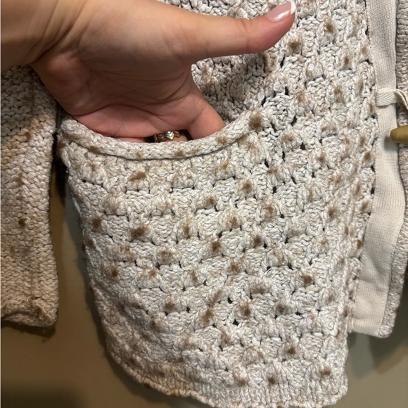 FREE PEOPLE Turn Up The Sun Speckled Toggle Button Zip Up Hooded Cardigan - Picture 7 of 15